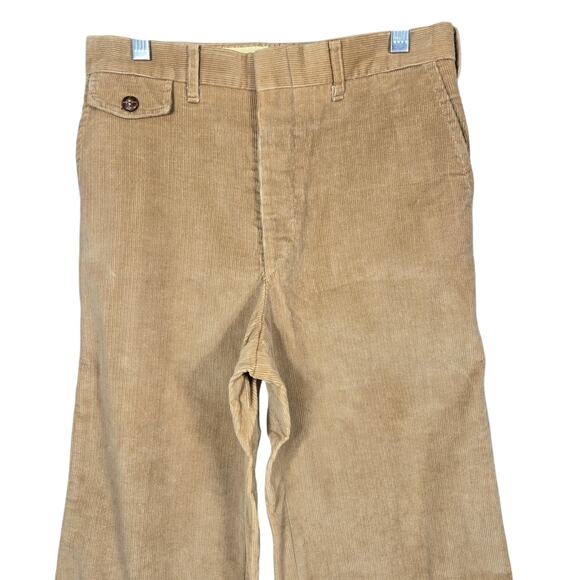 VTG 70s Montgomery Ward Men 28x33 Corduroy Pants Tan Straight Leg Workwear USA - Picture 2 of 9